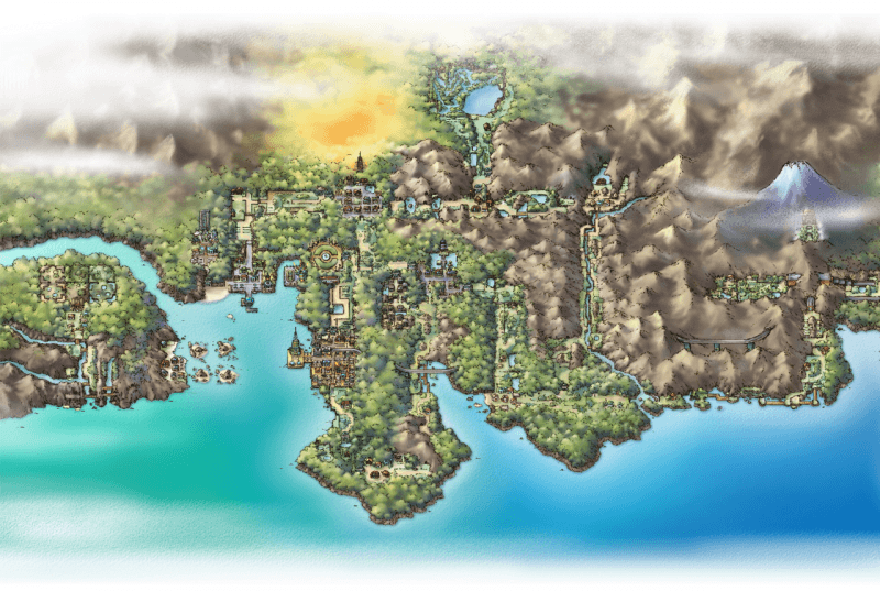 An artwork of the Johto region