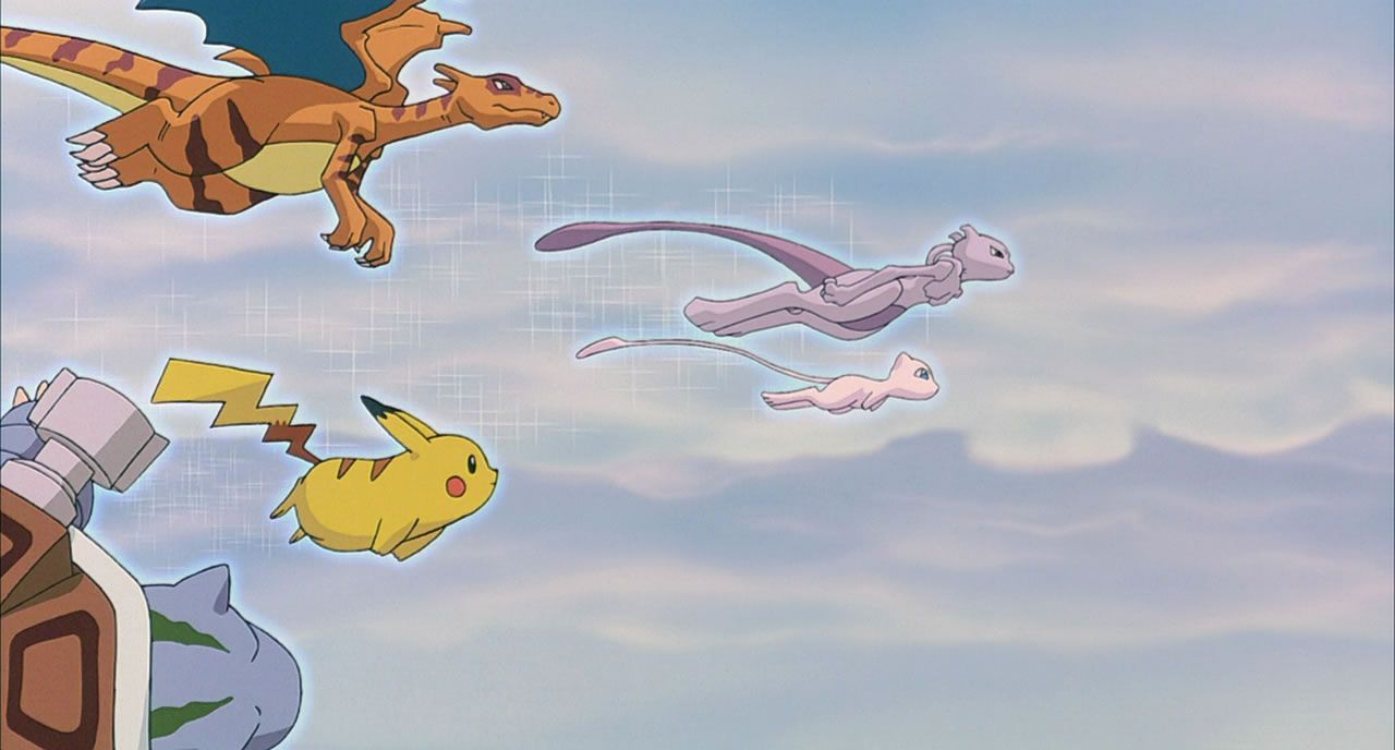 84 Mew and Mewtwo lead the clones through the sky 84 Mew and Mewtwo lead the clones through the sky