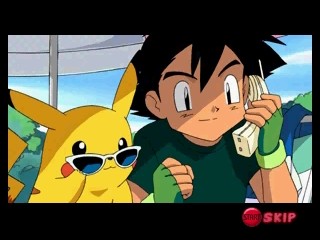 Pikachu and Ash taking the call from Prof. Oak