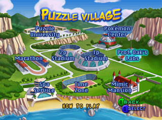 A map of Puzzle Village which acts as a menu