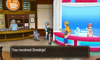 Recieving Greninja from the Delivery guy in Pokemon Sun