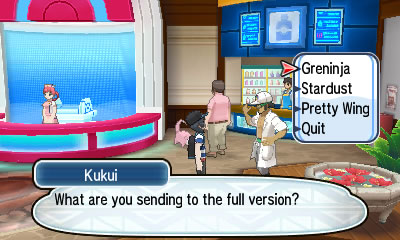 Speak to Professor Kukui to get Greninja transferred to the main game