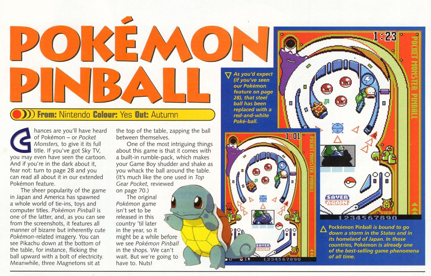 Planet GB UK Issue 1 Summer 1999 Pokemon Pinball Preview