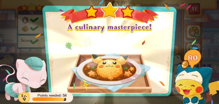 The three-star Culinary Masterpiece result screen