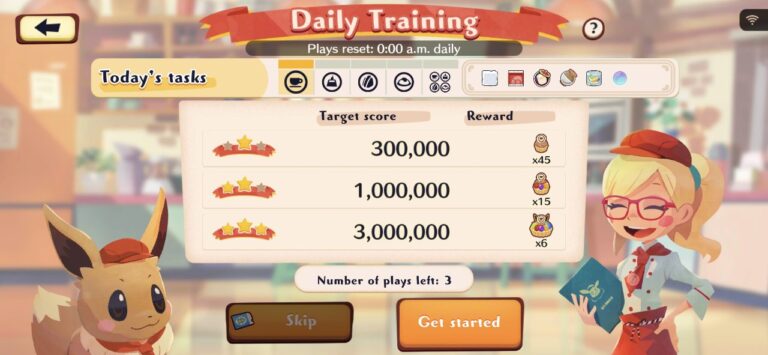 The Daily Training screen