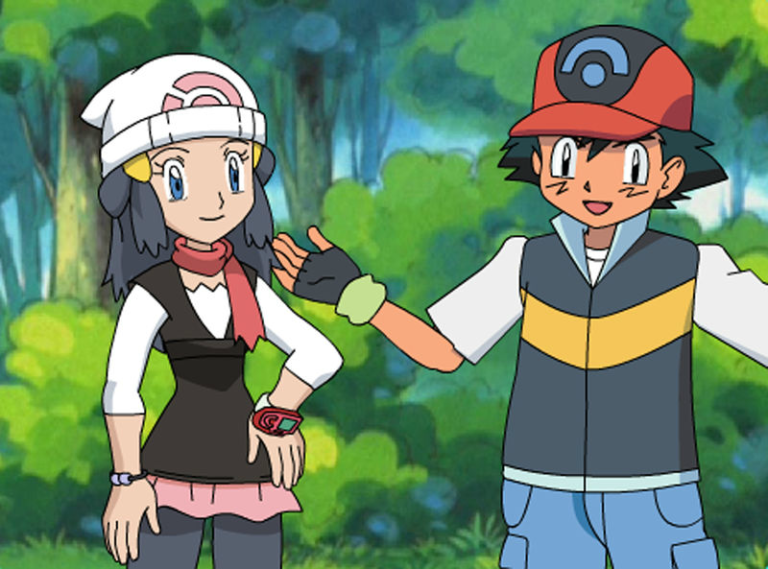 Dawn and Ash as drawn for Pokémon Learning League