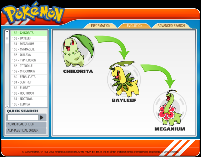 The disc Pokdexs evolution page.