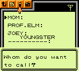 The Pokégear phone screen