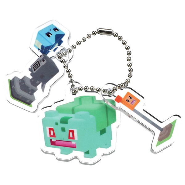 A Bulbasaur keychain in Pokémon Quest style