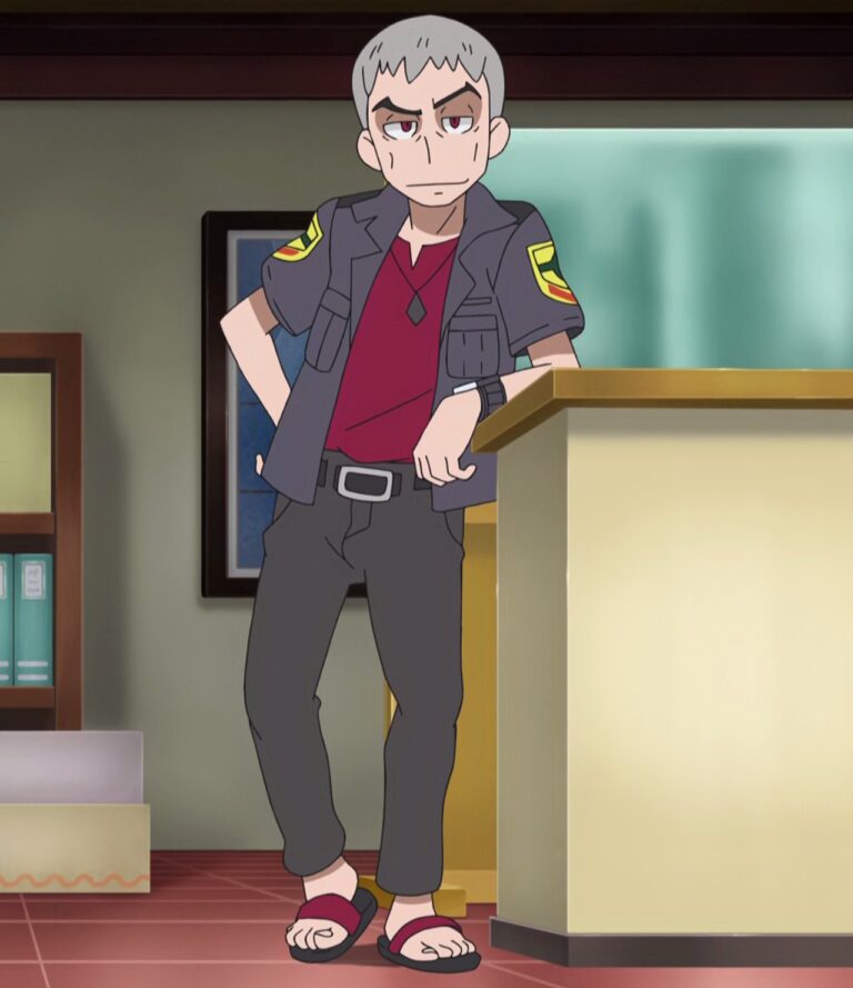 Nanu, the kahuna of Ula’ula Island, who holds Ash’s grand trial in Guiding an Awakening! (SM077)
