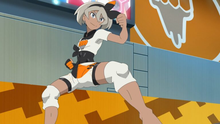 Bea, Galar’s Fighting-type Gym Leader, who hands Ash his first Series defeat (JN034) and draws with him at the Cianwood