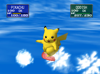 Pikachu using Surf