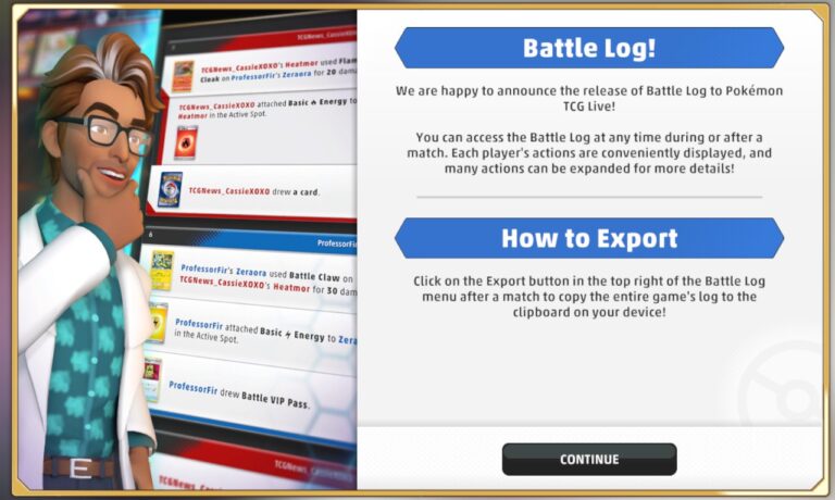 In-game announcement of the battle log