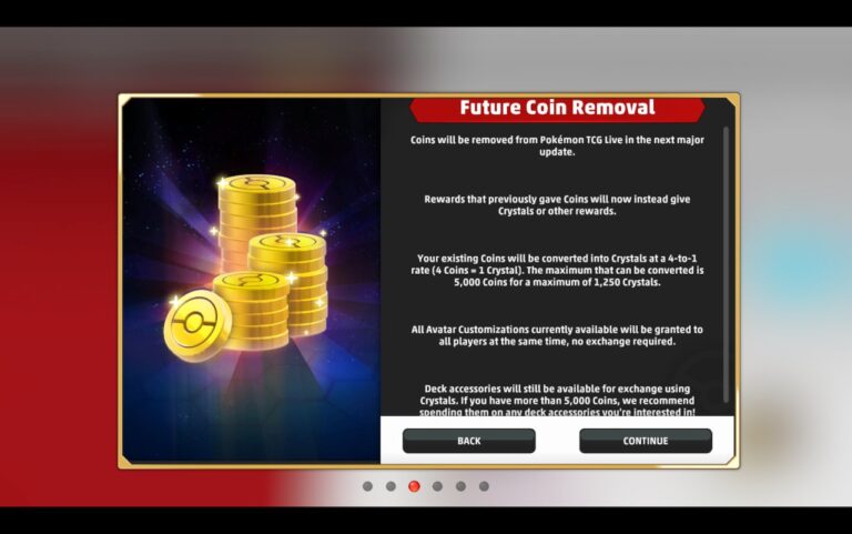 In-game notice about the removal of Coins